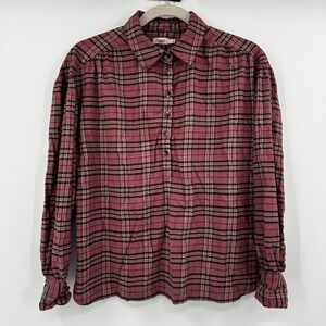 Fabirty Women's Plaid Long Sleeve Button Up Shirt Size Small